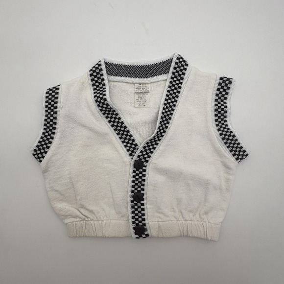 Happi Happi Other - Vintage Happi‎ Happi Sweater Vest Boys 18-24M White Check Knit Elastic Waist